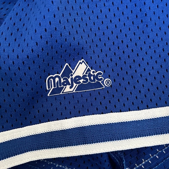 MLB Authentic Majestic Blue LA Dodgers Adult Little League Patch Jersey Sz Large - Picture 8 of 12